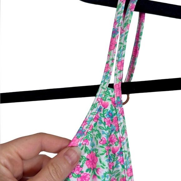 Lounge x Kulani Kinis Halter Bralette String Bikini Top in Sweet Pea Floral - Picture 8 of 16